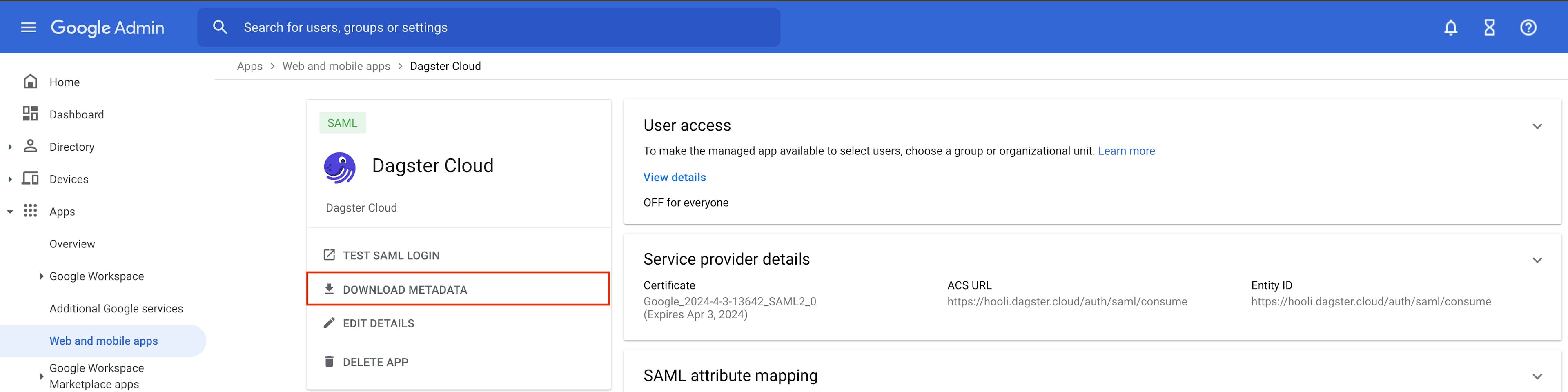 SAML Metadata